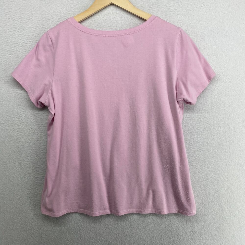 EILEEN FISHER Top L Stretch Organic Cotton Scoop Neck Short Sleeve Pink USA - Picture 2 of 11